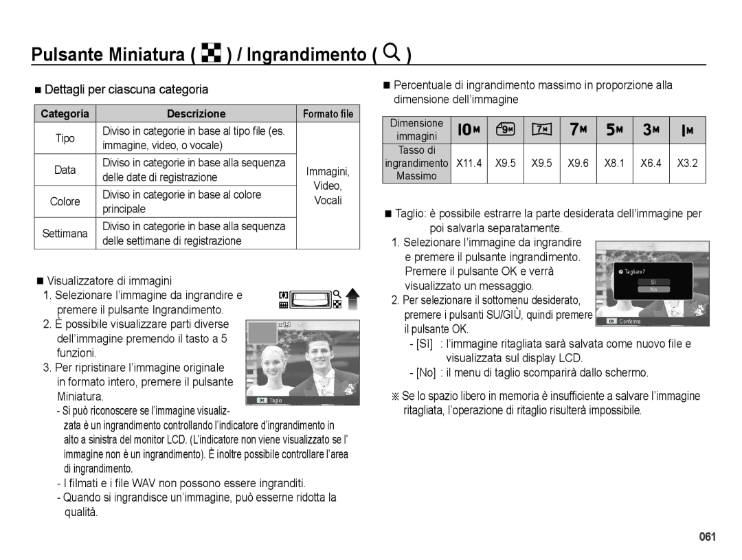 Samsung EC-PL51ZZBPRIT Pulsante Miniatura º / Ingrandimento í, Premere il pulsante OK e verrà, Visualizzato un messaggio 