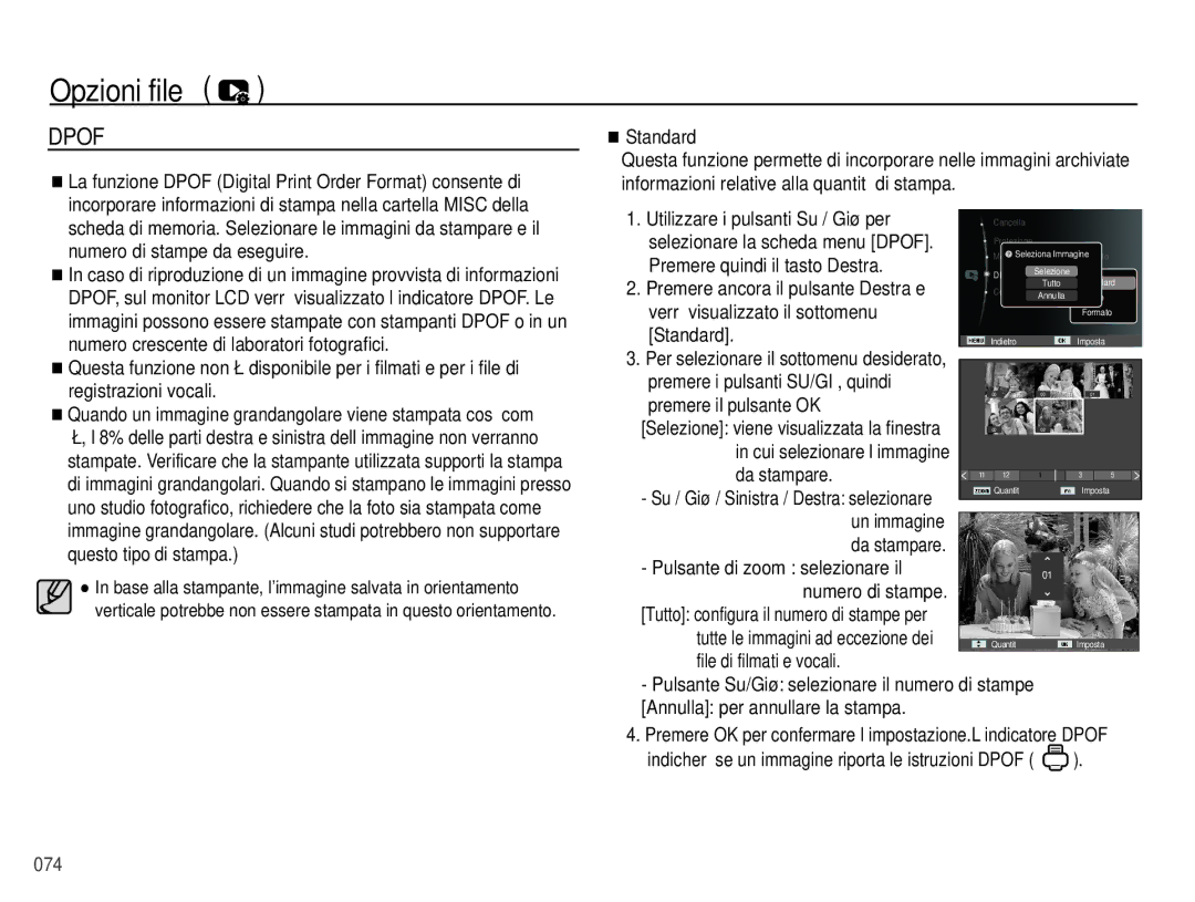 Samsung EC-PL51ZZBPAIT Utilizzare i pulsanti Su / Giù per, Premere quindi il tasto Destra, Verrà visualizzato il sottomenu 