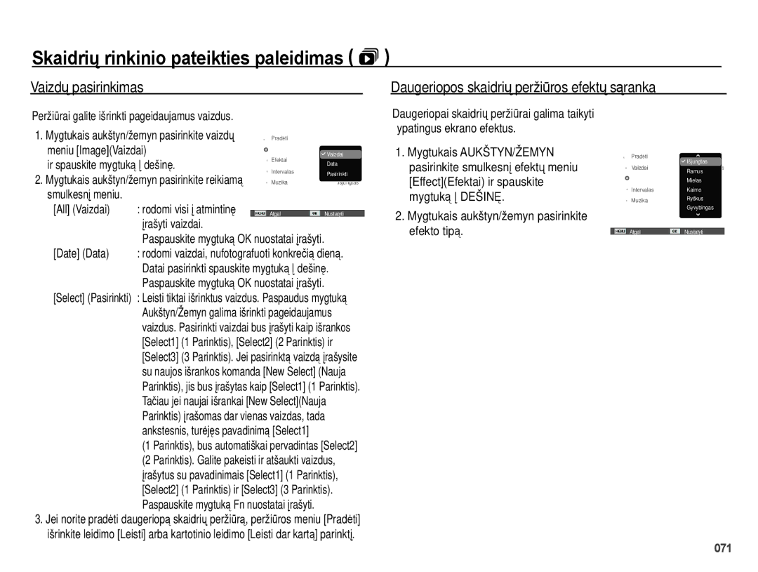 Samsung EC-PL51ZZBPARU, EC-PL51ZZBPBRU manual Skaidrių rinkinio pateikties paleidimas  