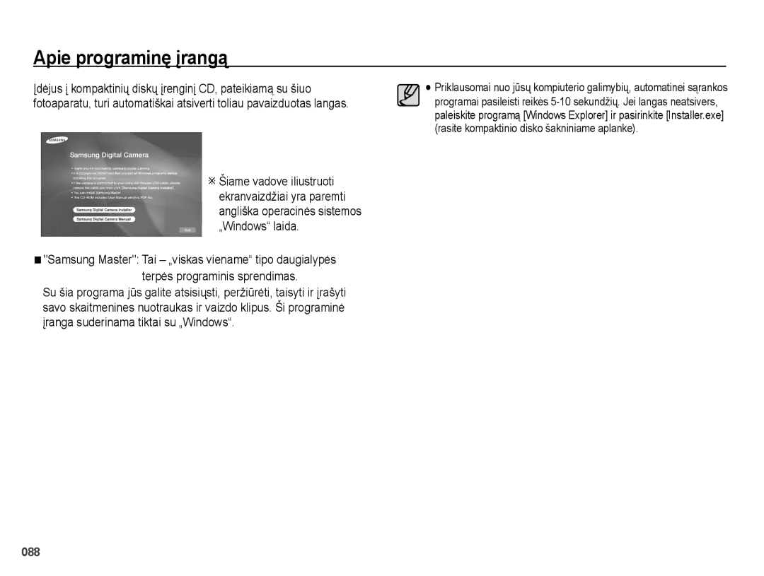 Samsung EC-PL51ZZBPBRU, EC-PL51ZZBPARU manual Apie programinę įrangą 