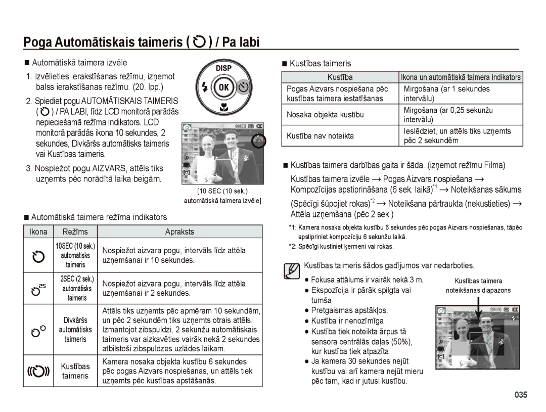 Samsung EC-PL51ZZBPARU, EC-PL51ZZBPBRU manual Poga Automātiskais taimeris / Pa labi 