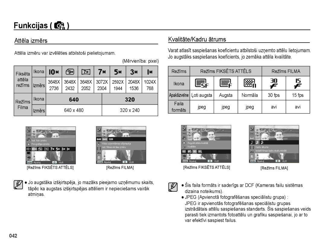 Samsung EC-PL51ZZBPBRU, EC-PL51ZZBPARU manual Attēla izmērs, Kvalitāte/Kadru ātrums 