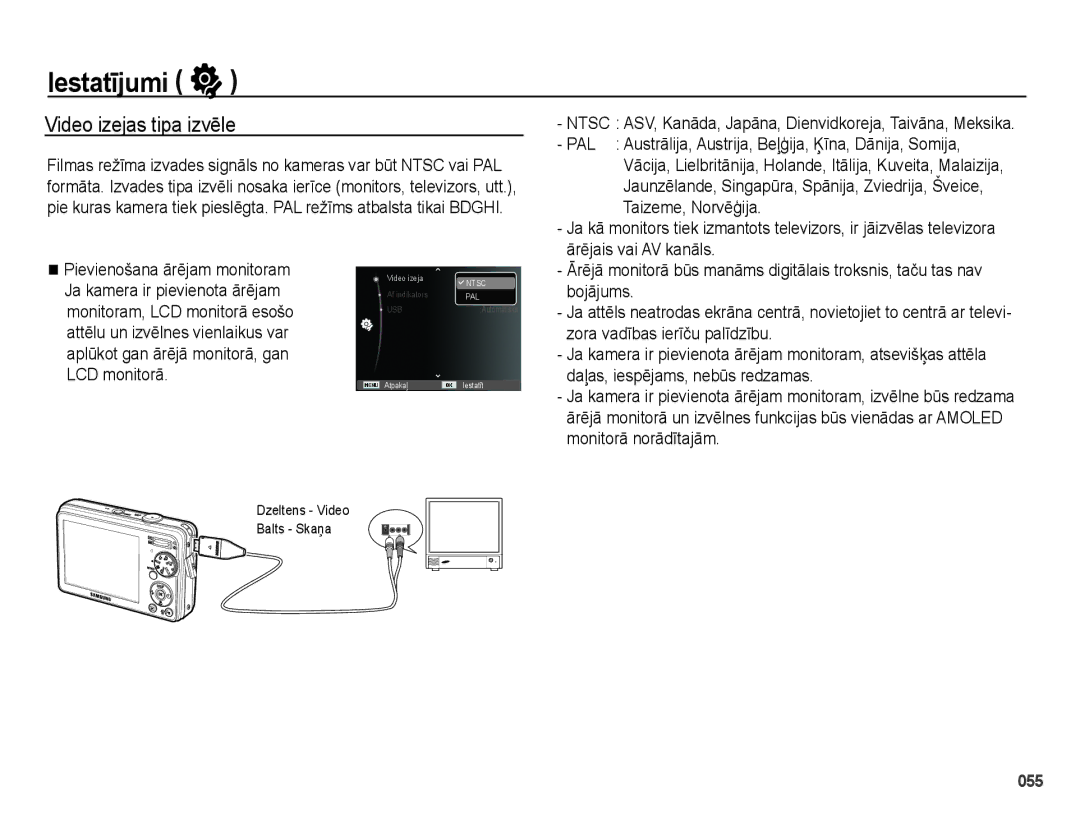 Samsung EC-PL51ZZBPARU, EC-PL51ZZBPBRU manual Video izejas tipa izvēle 