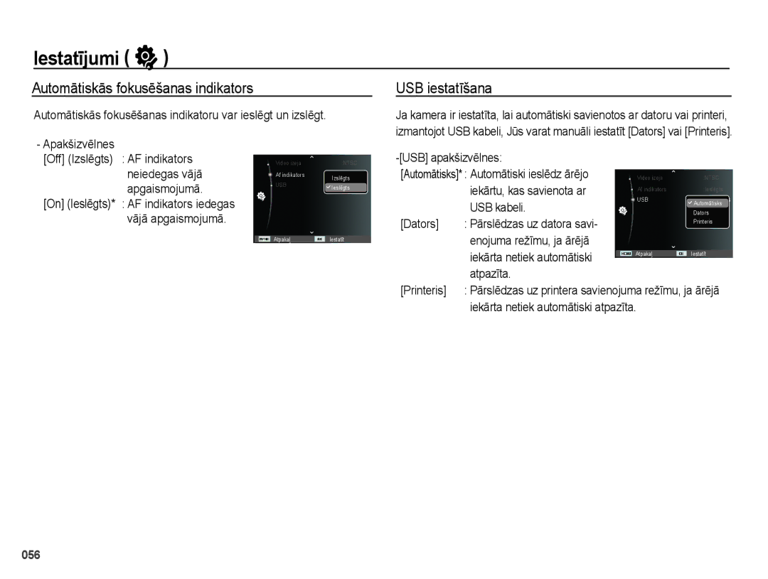 Samsung EC-PL51ZZBPBRU, EC-PL51ZZBPARU manual Automātiskās fokusēšanas indikators, USB iestatīšana 