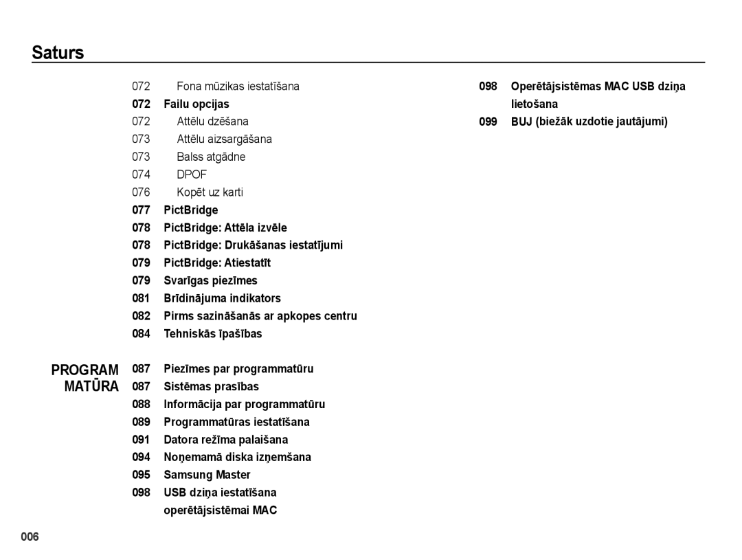 Samsung EC-PL51ZZBPBRU, EC-PL51ZZBPARU manual Program Matūra 