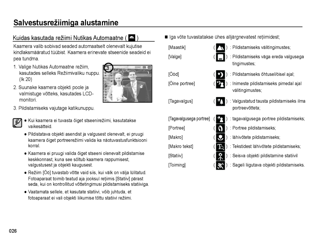 Samsung EC-PL51ZZBPBRU manual Kuidas kasutada režiimi Nutikas Automaatne, Monitori Pildistamiseks vajutage katikunuppu 