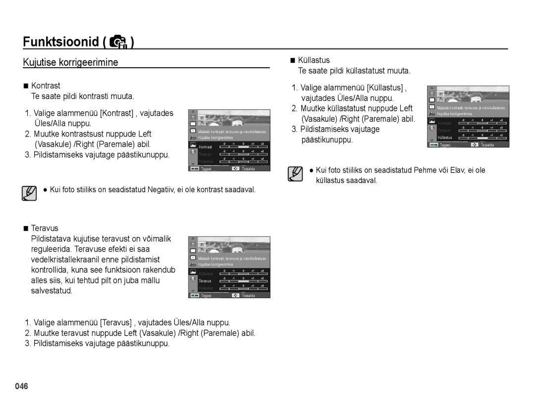 Samsung EC-PL51ZZBPBRU, EC-PL51ZZBPARU manual Kujutise korrigeerimine, Teravus 