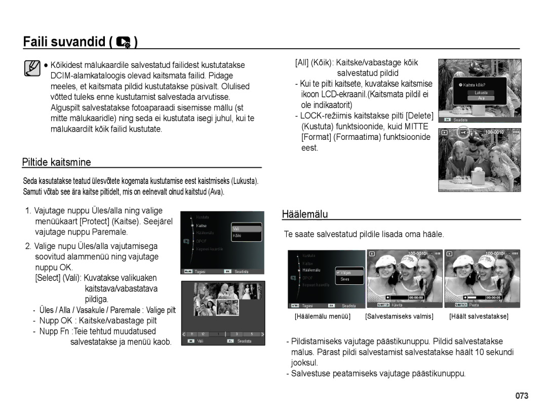 Samsung EC-PL51ZZBPARU, EC-PL51ZZBPBRU manual Piltide kaitsmine, Häälemälu 