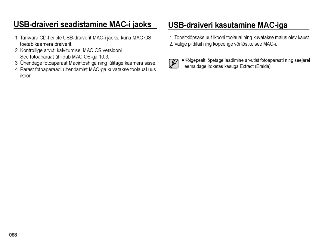 Samsung EC-PL51ZZBPBRU manual USB-draiveri kasutamine MAC-iga, Valige pildifail ning kopeerige või tõstke see MAC-i 