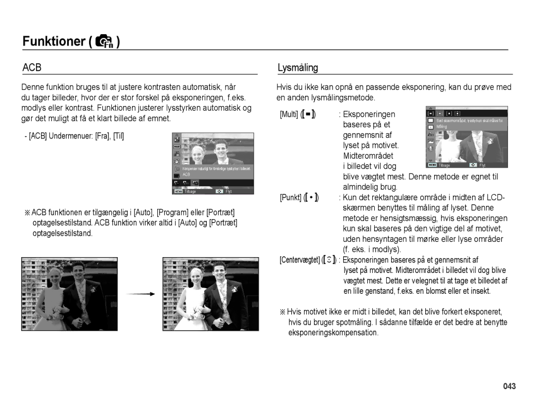 Samsung EC-PL51ZZBPBE2, EC-PL51ZZBPNE2, EC-PL51ZZBPRE2, EC-PL51ZZBPAE2 manual Lysmåling 