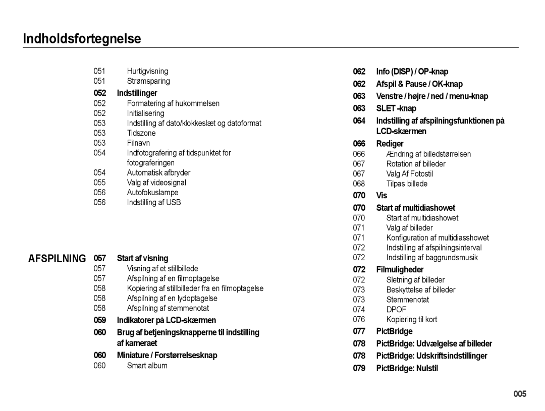 Samsung EC-PL51ZZBPRE2, EC-PL51ZZBPBE2, EC-PL51ZZBPNE2, EC-PL51ZZBPAE2 manual Hurtigvisning 051 Strømsparing, Smart album 