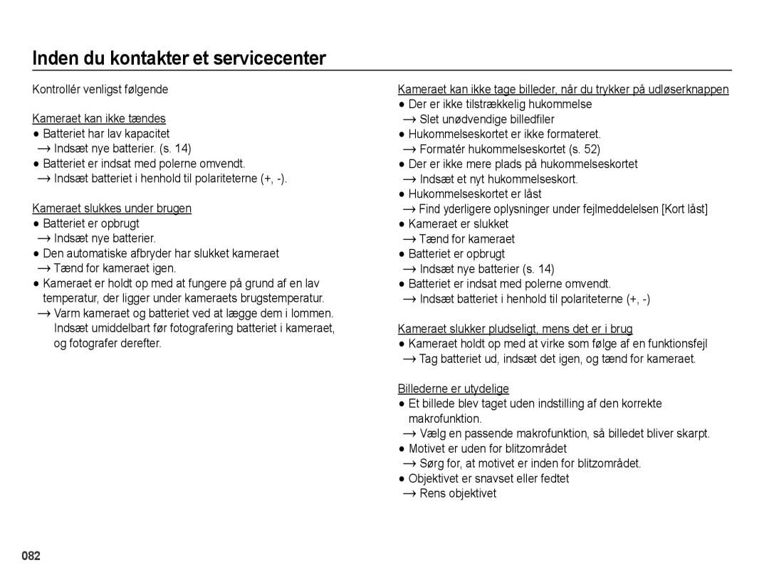 Samsung EC-PL51ZZBPAE2, EC-PL51ZZBPBE2, EC-PL51ZZBPNE2, EC-PL51ZZBPRE2 manual Inden du kontakter et servicecenter 