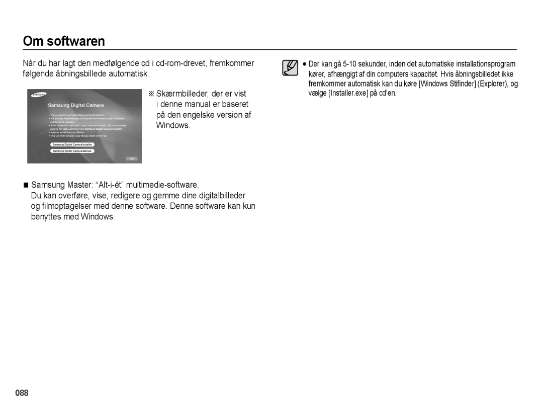 Samsung EC-PL51ZZBPNE2, EC-PL51ZZBPBE2, EC-PL51ZZBPRE2, EC-PL51ZZBPAE2 manual Om softwaren 