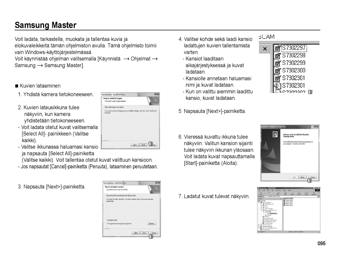 Samsung EC-PL51ZZBPBE2, EC-PL51ZZBPNE2 manual Samsung Master, Vain Windows-käyttöjärjestelmässä, Napsauta Next-painiketta 