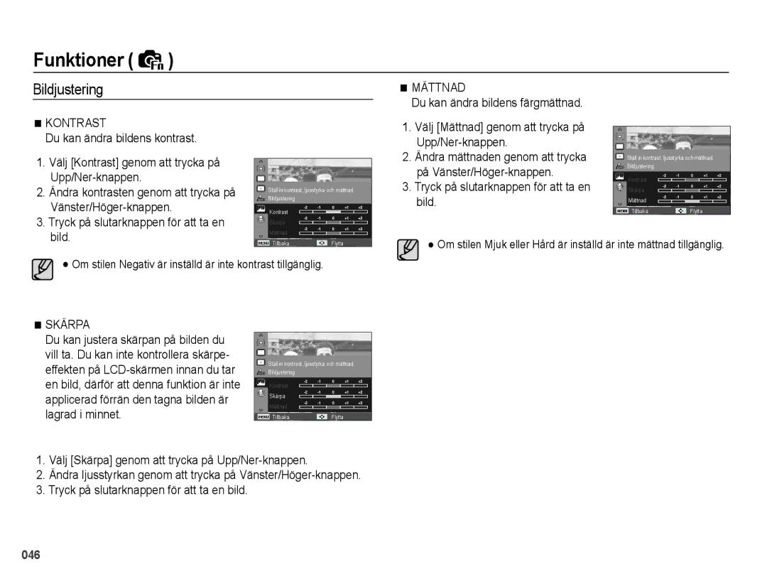 Samsung EC-PL51ZZBPAE2, EC-PL51ZZBPBE2, EC-PL51ZZBPNE2, EC-PL51ZZBPRE2 manual Bildjustering 