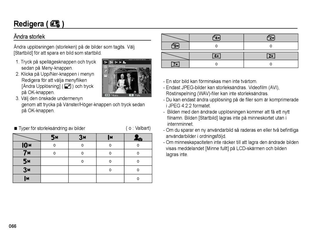 Samsung EC-PL51ZZBPAE2, EC-PL51ZZBPBE2, EC-PL51ZZBPNE2, EC-PL51ZZBPRE2 manual Redigera, Ändra storlek 