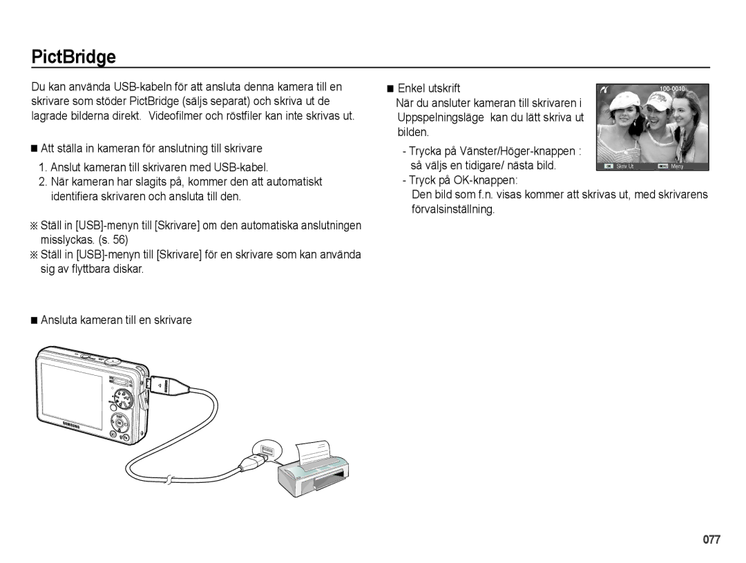 Samsung EC-PL51ZZBPRE2, EC-PL51ZZBPBE2, EC-PL51ZZBPNE2, EC-PL51ZZBPAE2 manual PictBridge 