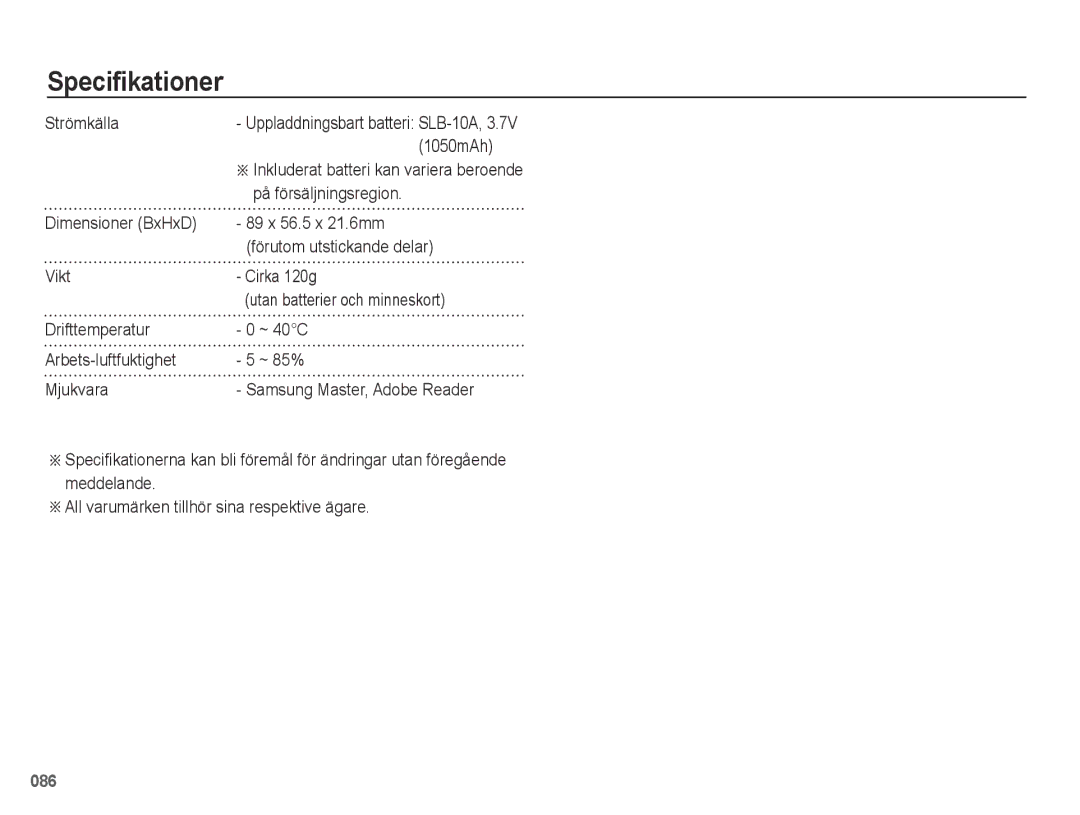 Samsung EC-PL51ZZBPAE2, EC-PL51ZZBPBE2, EC-PL51ZZBPNE2, EC-PL51ZZBPRE2 manual Strömkälla, 1050mAh, På försäljningsregion 