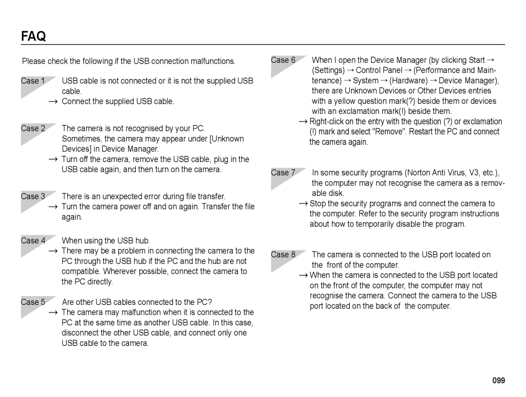 Samsung EC-PL51ZZBPBE1, EC-PL51ZZBPRE1, EC-PL51ZZBPAE1 Faq, Right-click on the entry with the question ? or exclamation 