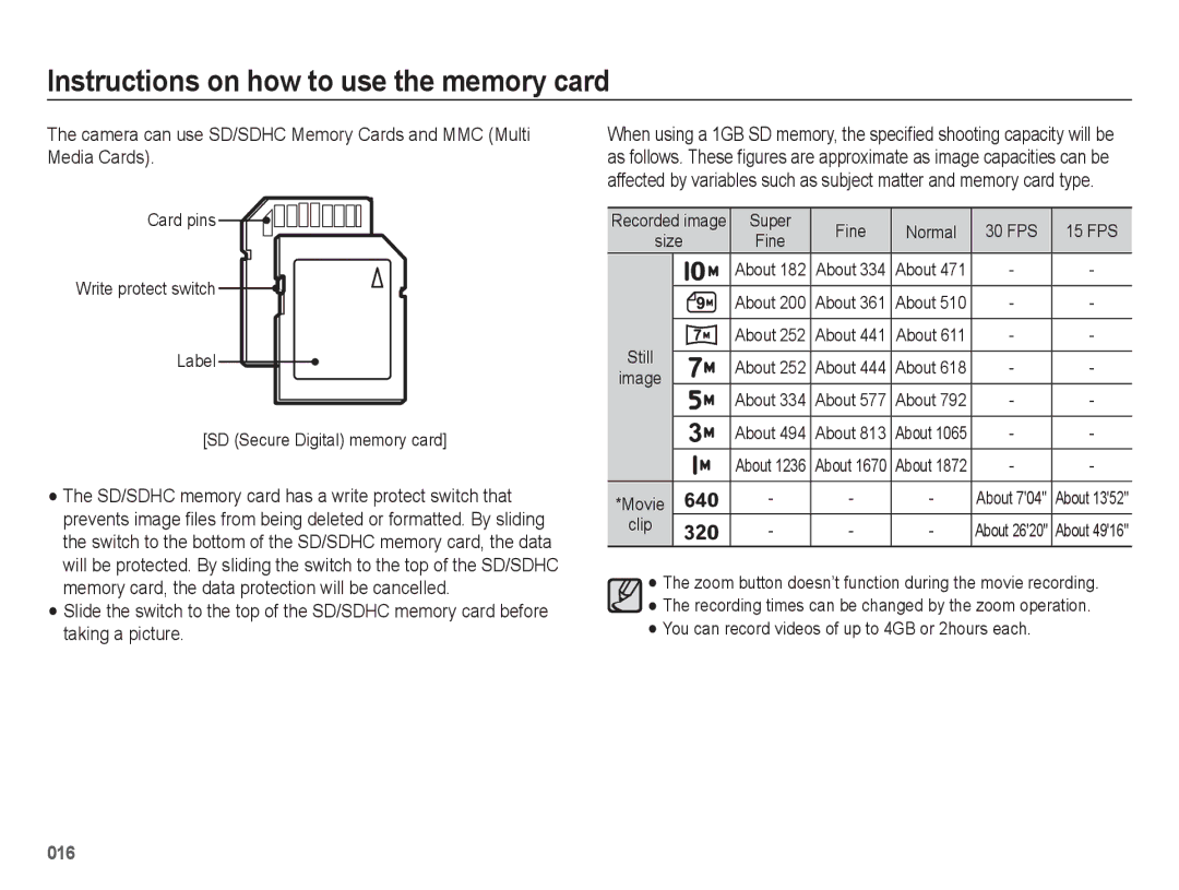 Samsung EC-PL51ZZBPAVN, EC-PL51ZZBPRE1, EC-PL51ZZBPAE1, EC-PL51ZZBPNE1 You can record videos of up to 4GB or 2hours each 