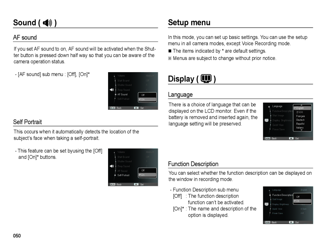 Samsung EC-PL51ZZBPRVN, EC-PL51ZZBPRE1, EC-PL51ZZBPAE1, EC-PL51ZZBPNE1, EC-PL51ZZBPAIT, EC-PL51ZZBPBE1 Setup menu, Display 