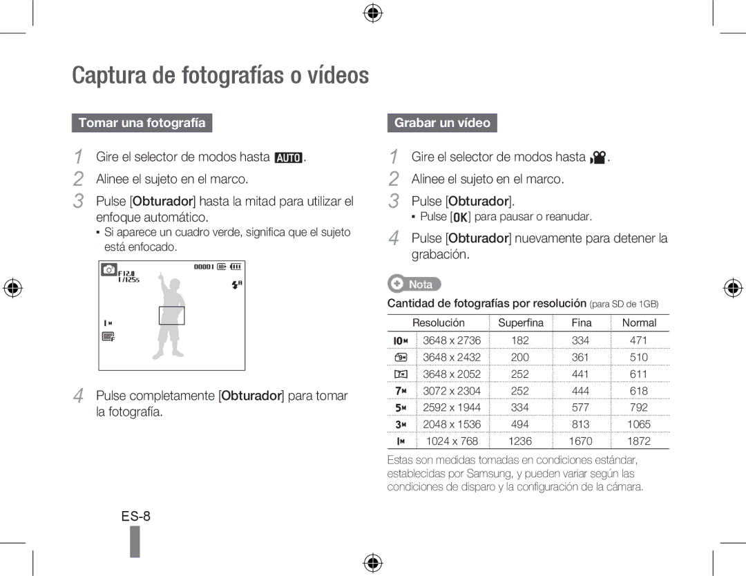 Samsung EC-PL51ZZBPNE3 manual Tomar una fotografía, Gire el selector de modos hasta a, Alinee el sujeto en el marco 