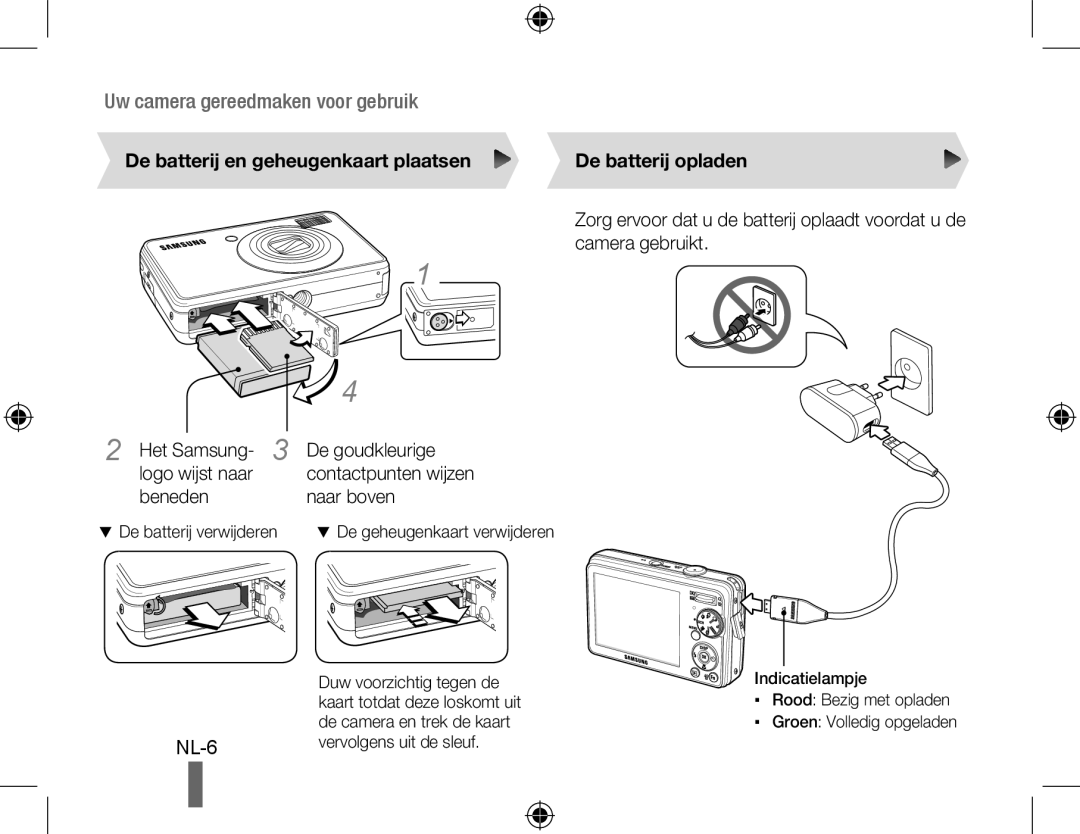 Samsung EC-PL51ZZBPNIT, EC-PL51ZZBPRE1 manual De batterij en geheugenkaart plaatsen De batterij opladen, Het Samsung 