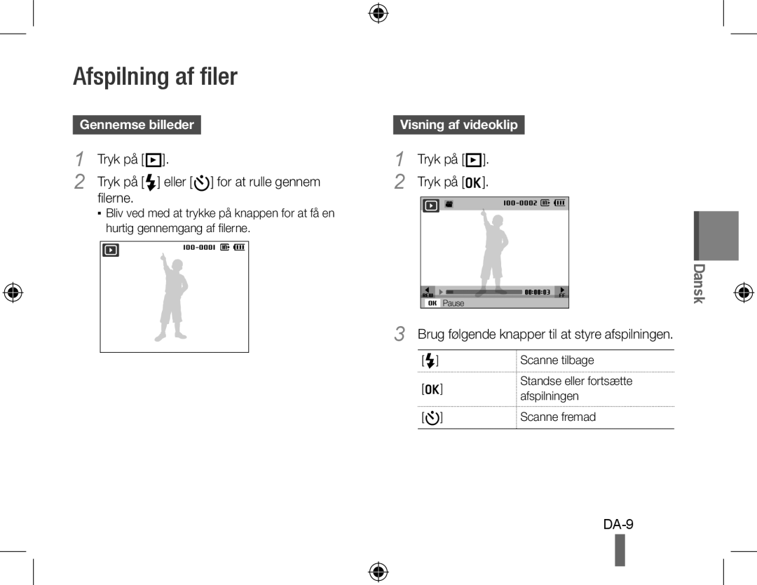 Samsung EC-PL51ZZBPBE3, EC-PL51ZZBPRE1 Afspilning af filer, Gennemse billeder, Filerne, Visning af videoklip, Tryk på P 