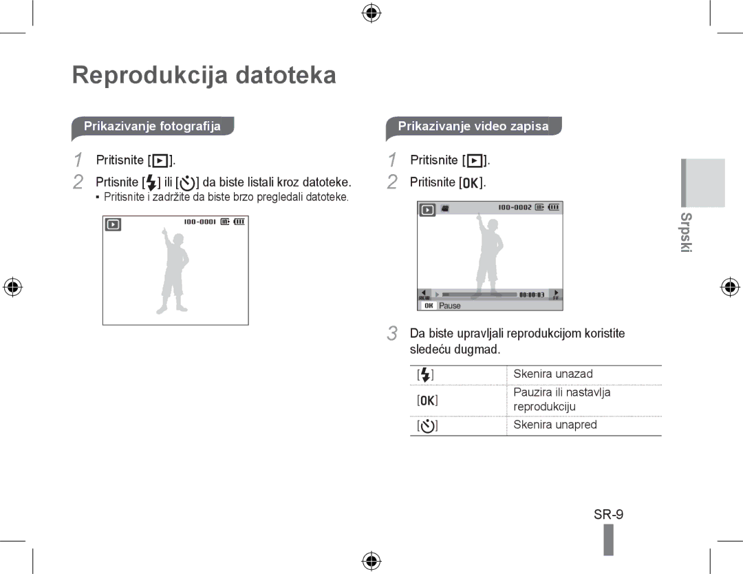 Samsung EC-PL51ZZBPRE2 manual Reprodukcija datoteka, Prikazivanje fotografija, Pritisnite P Pritisnite o, Sledeću dugmad 