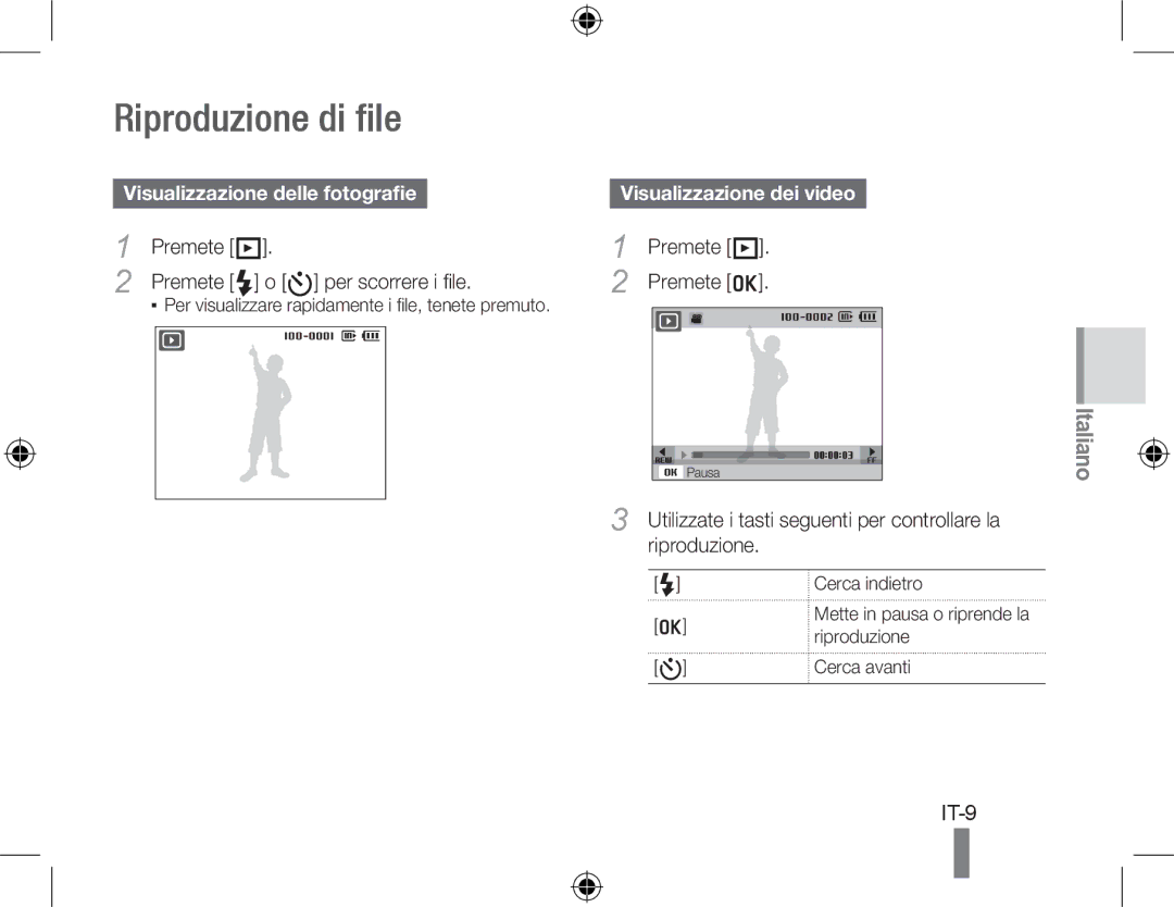 Samsung EC-PL51ZZBPBE3, EC-PL51ZZBPRE1 Riproduzione di file, Visualizzazione delle fotografie, Visualizzazione dei video 