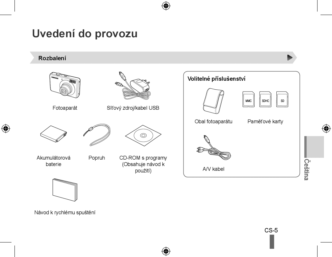 Samsung EC-PL51ZZBPRIT, EC-PL51ZZBPRE1, EC-PL51ZZBPAE1, EC-PL51ZZBPNE1 Uvedení do provozu, Rozbalení Volitelné příslušenství 