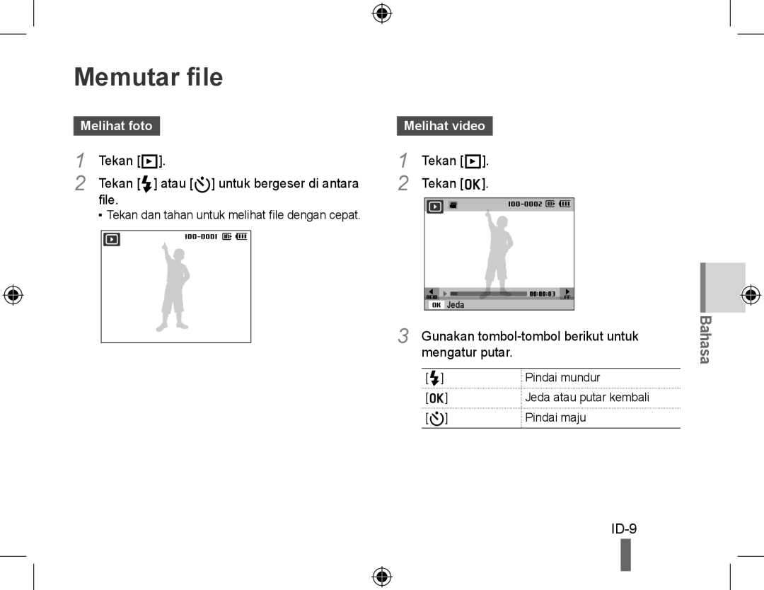 Samsung EC-PL51ZZBPRRU manual Memutar file, Melihat foto Melihat video, Gunakan tombol-tombol berikut untuk, Mengatur putar 