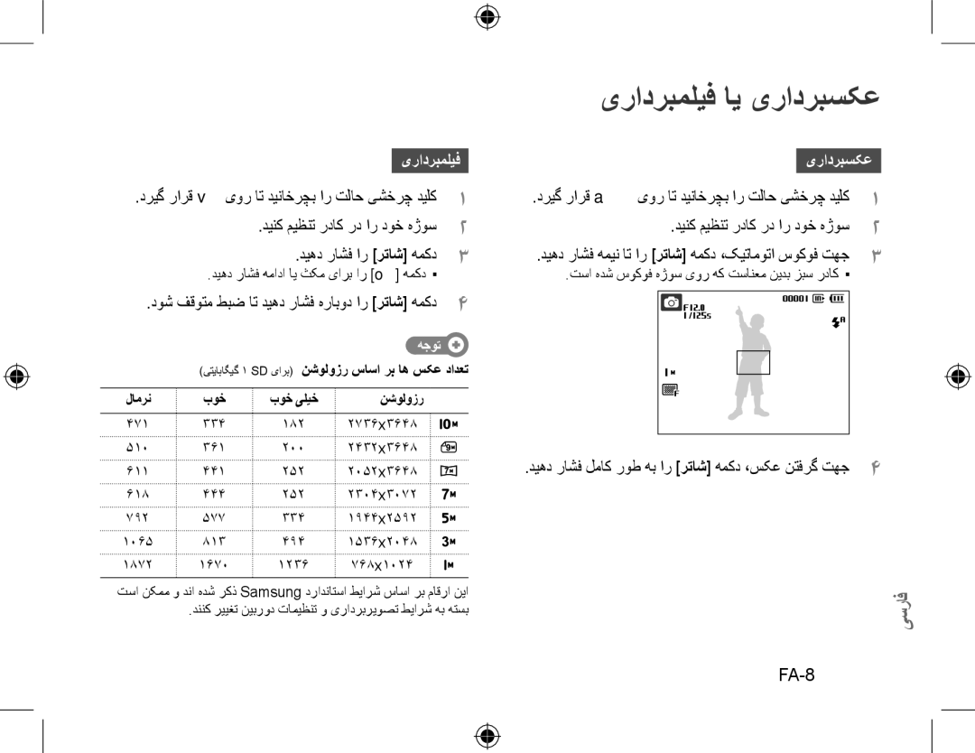 Samsung EC-PL51ZZBPBE1, EC-PL51ZZBPRE1, EC-PL51ZZBPAE1, EC-PL51ZZBPNE1, EC-PL51ZZBPAIT manual یرادربملیف ای یرادربسکع, FA-8 