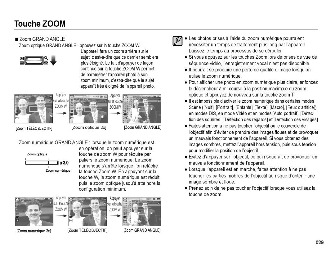 Samsung EC-PL51ZZBPRE1, EC-PL51ZZBPAE1, EC-PL51ZZBPNE1 manual Zoom Grand Angle, Conﬁguration minimum 