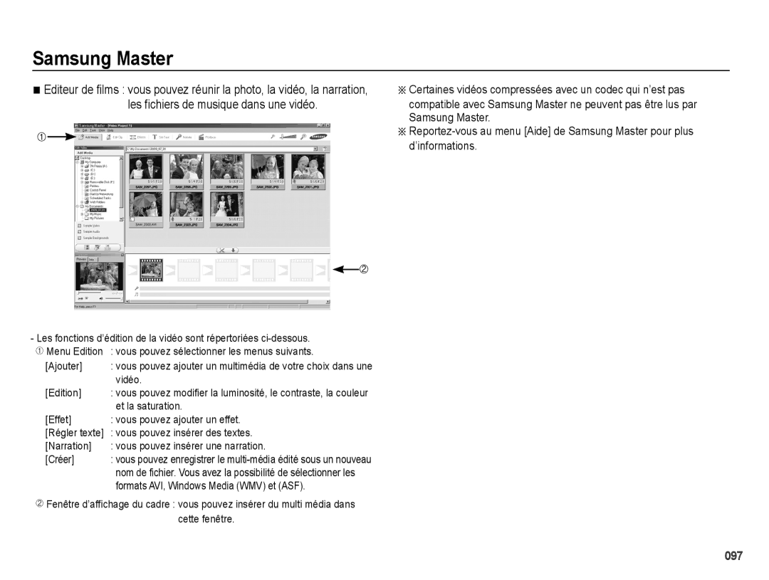 Samsung EC-PL51ZZBPNE1, EC-PL51ZZBPRE1, EC-PL51ZZBPAE1 manual Les fichiers de musique dans une vidéo 