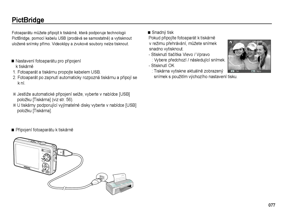 Samsung EC-PL51ZZBPRE3, EC-PL51ZZBPRE1, EC-PL51ZZBPBE3, EC-PL51ZZBPAE3 manual PictBridge 