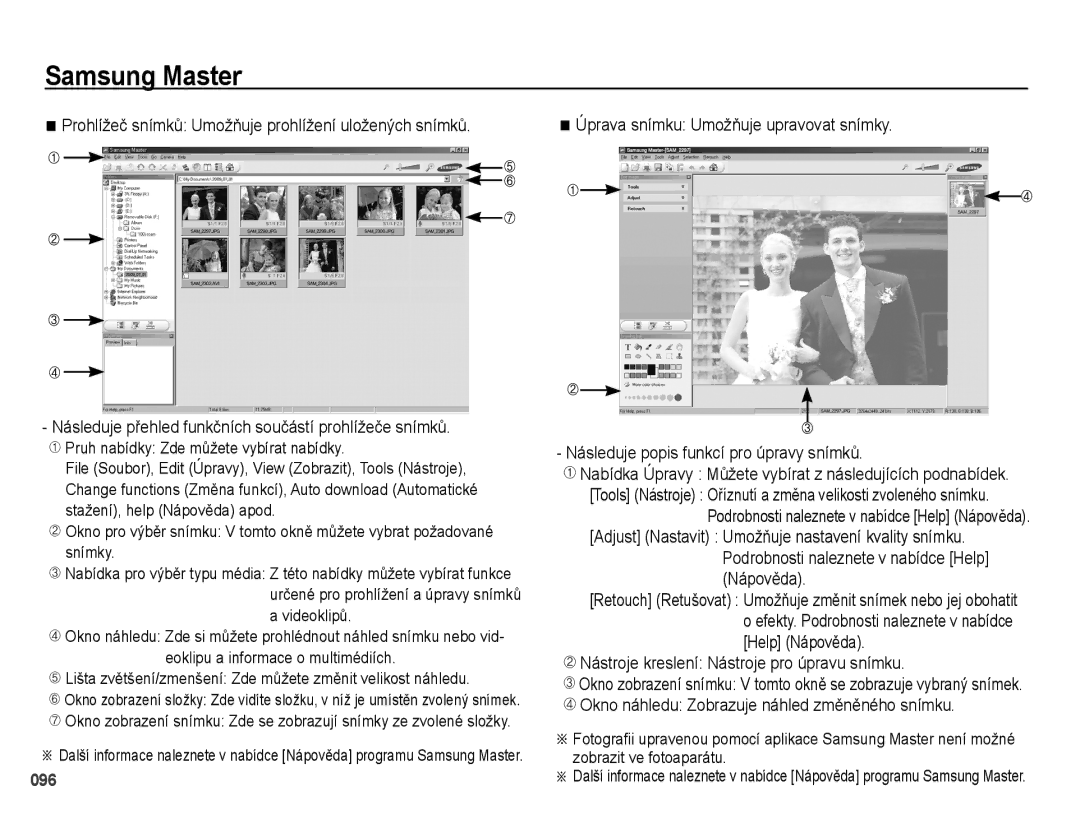 Samsung EC-PL51ZZBPBE3 manual Podrobnosti naleznete v nabídce Help Nápověda, Nástroje kreslení Nástroje pro úpravu snímku 