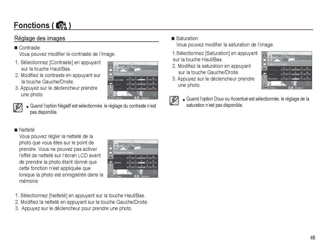 Samsung EC-PL55ZZBPBFR, EC-PL55ZZBPBE1 manual Réglage des images, Sur la touche Haut/Bas, La touche Gauche/Droite, Une photo 