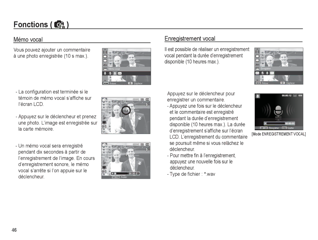 Samsung EC-PL55ZZBPSCA Mémo vocal Enregistrement vocal, Vous pouvez ajouter un commentaire, ’écran LCD, La carte mémoire 