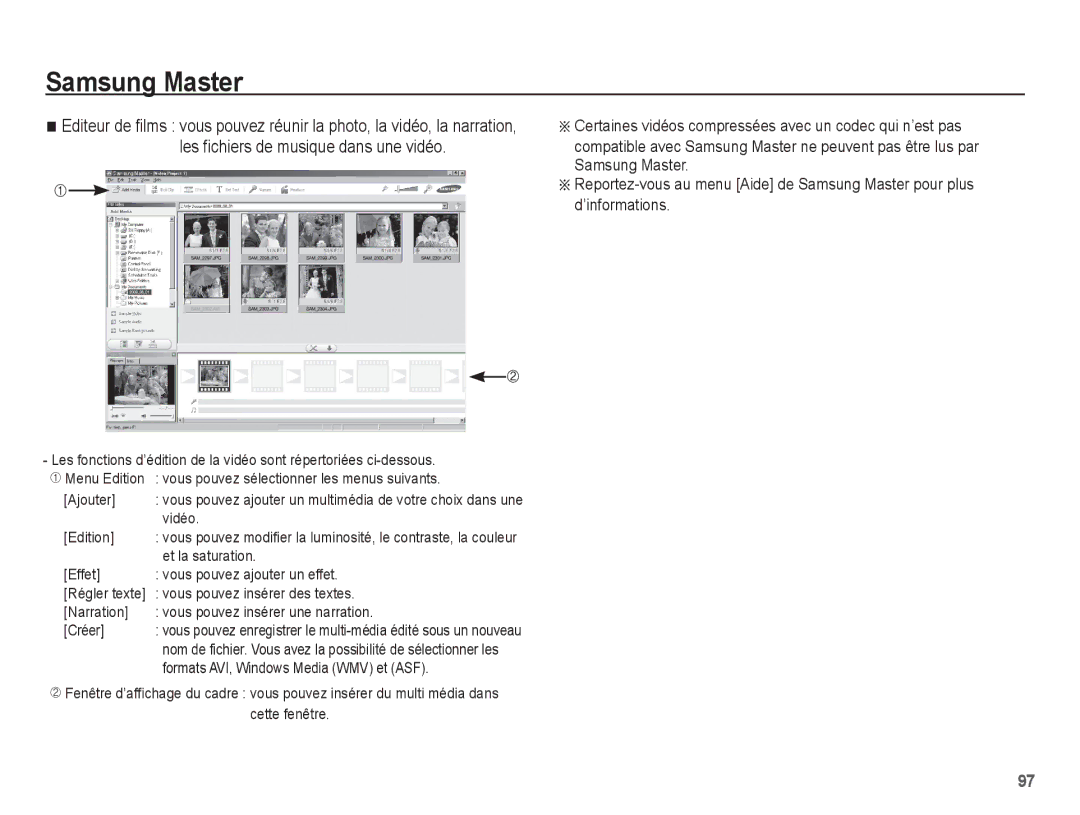 Samsung EC-PL55ZZBPBFR, EC-PL55ZZBPBE1, EC-PL55ZZBPRE1, EC-PL55ZZBPSCA manual Les fichiers de musique dans une vidéo 