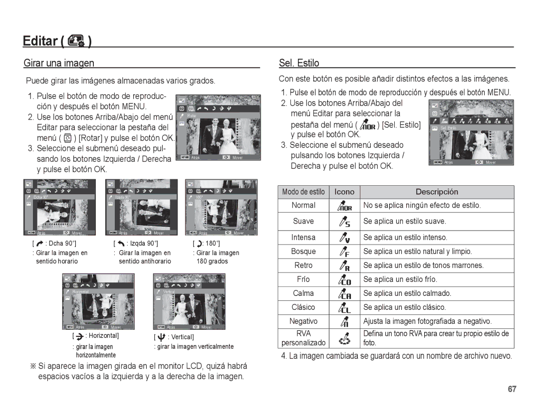 Samsung EC-PL55ZZBPSE1 Girar una imagen, Puede girar las imágenes almacenadas varios grados, Ción y después el botón Menu 