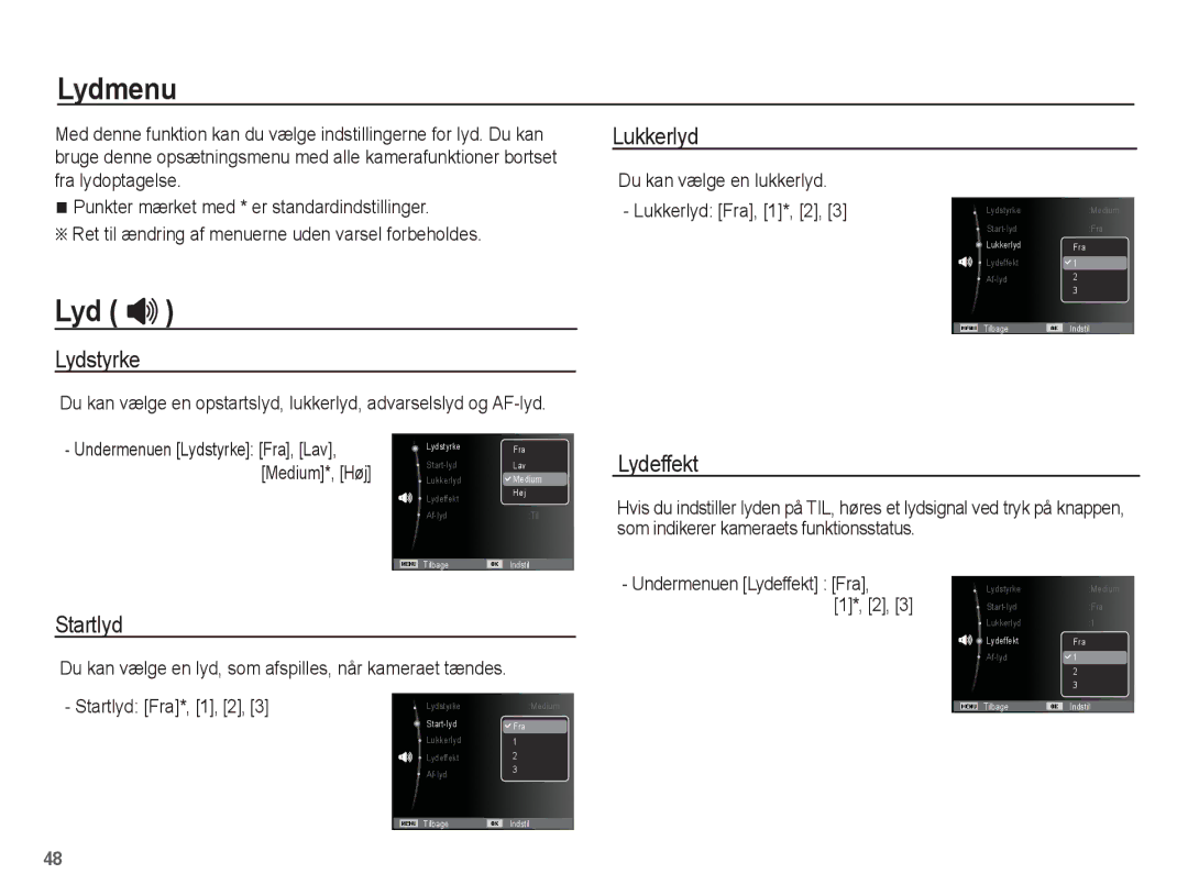 Samsung EC-PL55ZZBPSE2, EC-PL55ZZBPUE2 manual Lydmenu 