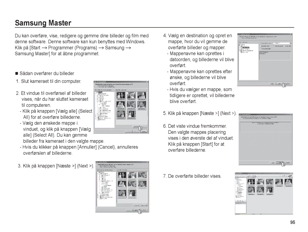 Samsung EC-PL55ZZBPUE2, EC-PL55ZZBPSE2 manual Samsung Master, De overførte billeder vises 