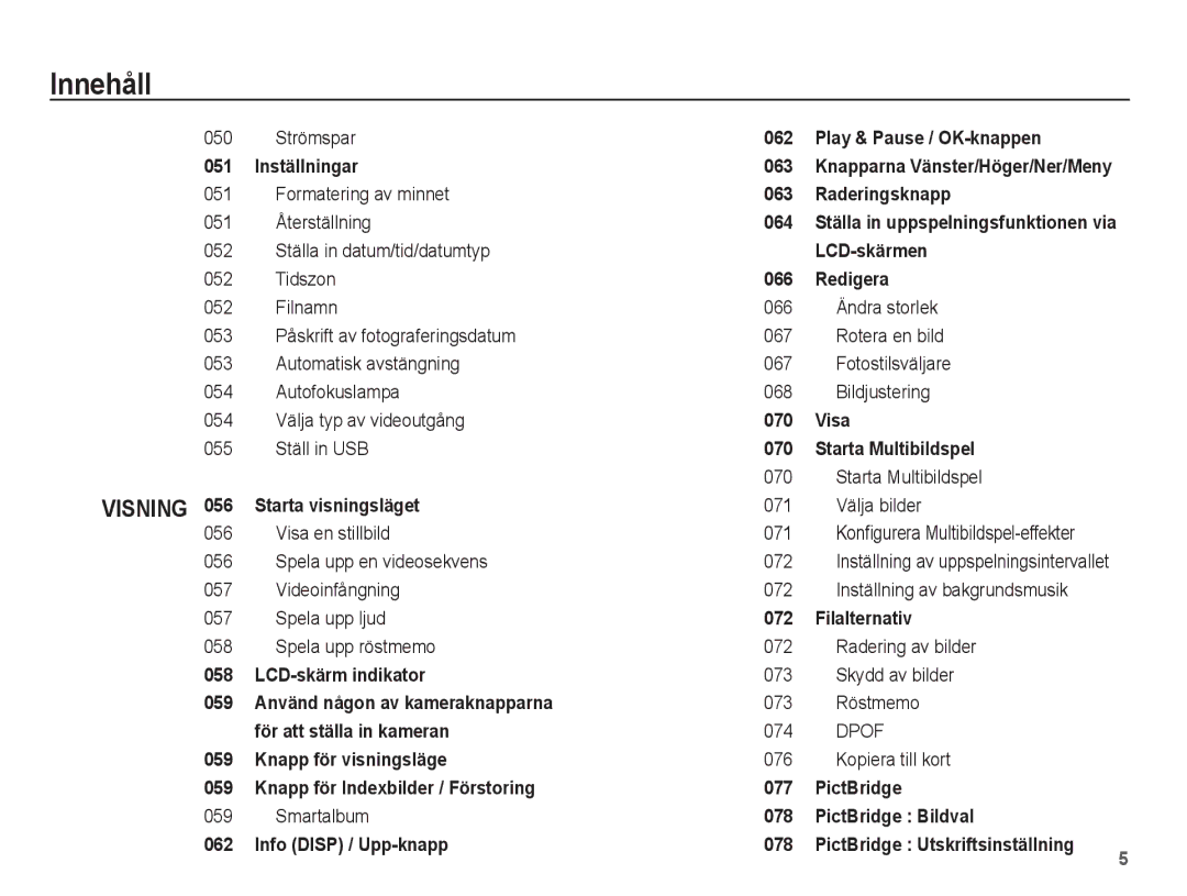 Samsung EC-PL55ZZBPUE2 050 Strömspar, Formatering av minnet, 051 Återställning, 052 Ställa in datum/tid/datumtyp, Tidszon 