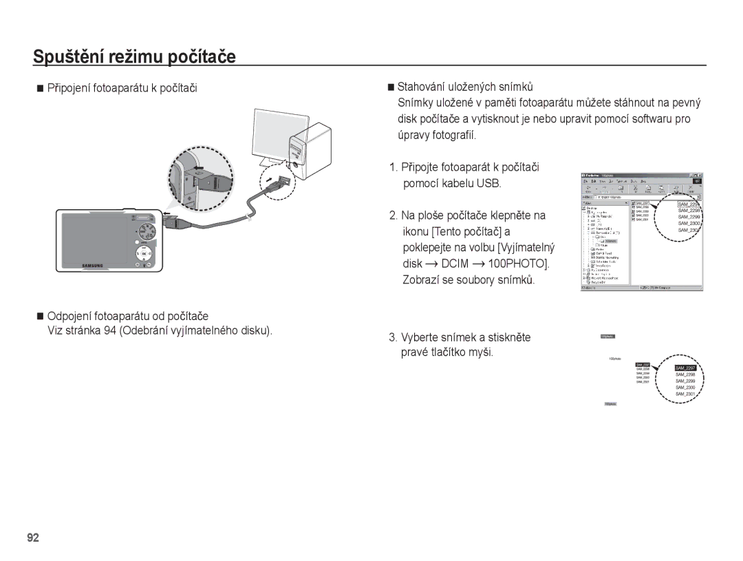 Samsung EC-PL55ZZBPBE3, EC-PL55ZZBPUE3, EC-PL55ZZBPSE3, EC-PL55ZZBPRE3 manual SpuštČní režimu poþítaþe 