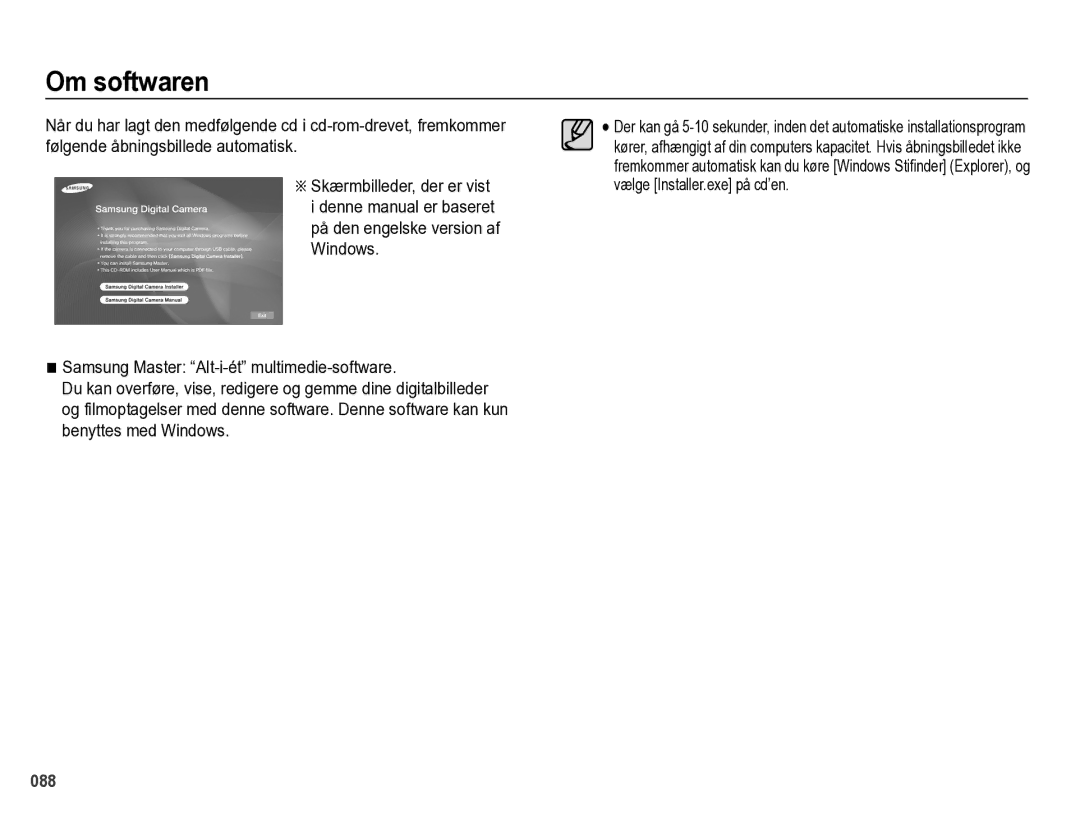 Samsung EC-PL60ZBBP/E2, EC-PL60ZABP/E2, EC-PL60ZPBP/E2, EC-PL60ZSBP/E2 manual Om softwaren 