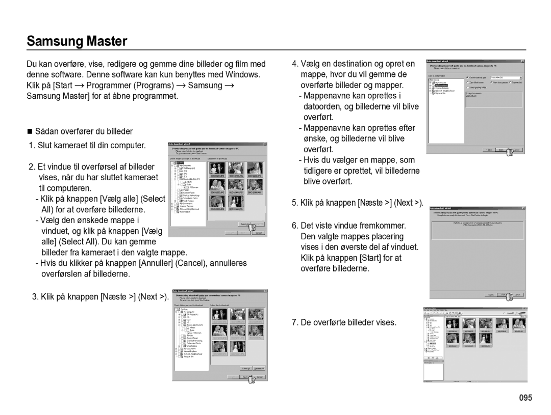 Samsung EC-PL60ZABP/E2, EC-PL60ZBBP/E2, EC-PL60ZPBP/E2, EC-PL60ZSBP/E2 manual Samsung Master, De overførte billeder vises 