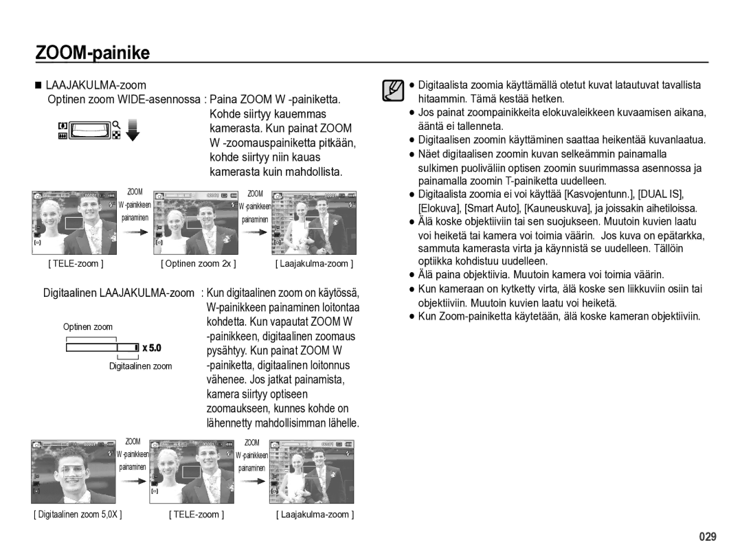 Samsung EC-PL60ZPBP/E2, EC-PL60ZABP/E2, EC-PL60ZBBP/E2 manual Älä paina objektiivia. Muutoin kamera voi toimia väärin 