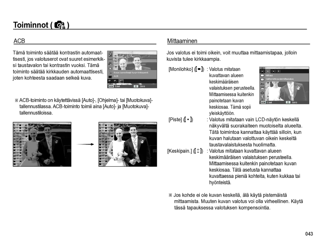 Samsung EC-PL60ZABP/E2, EC-PL60ZBBP/E2, EC-PL60ZPBP/E2, EC-PL60ZSBP/E2 manual Mittaaminen 