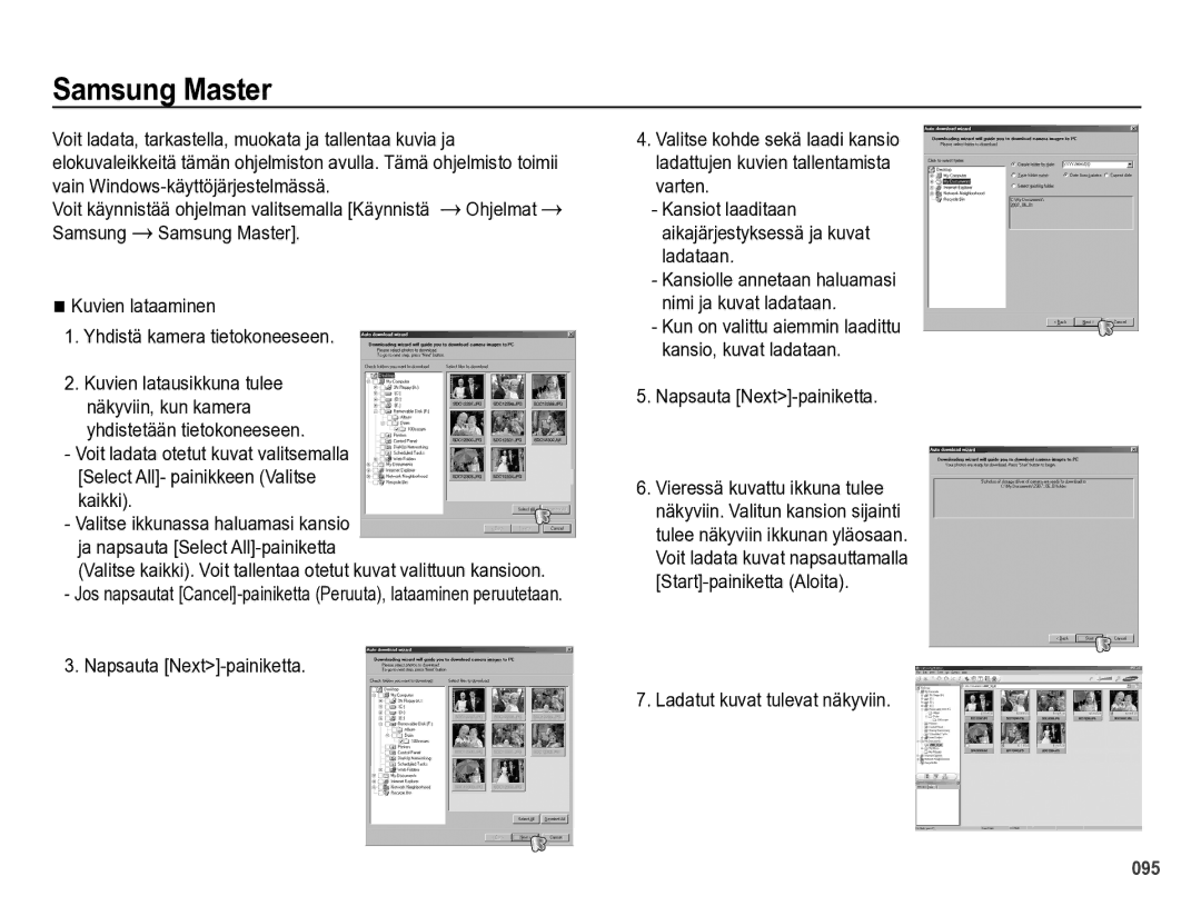 Samsung EC-PL60ZABP/E2, EC-PL60ZBBP/E2 manual Samsung Master, Vain Windows-käyttöjärjestelmässä, Napsauta Next-painiketta 